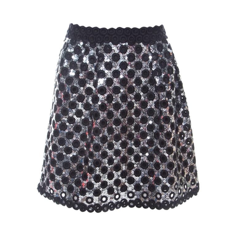 black and silver a line skirt