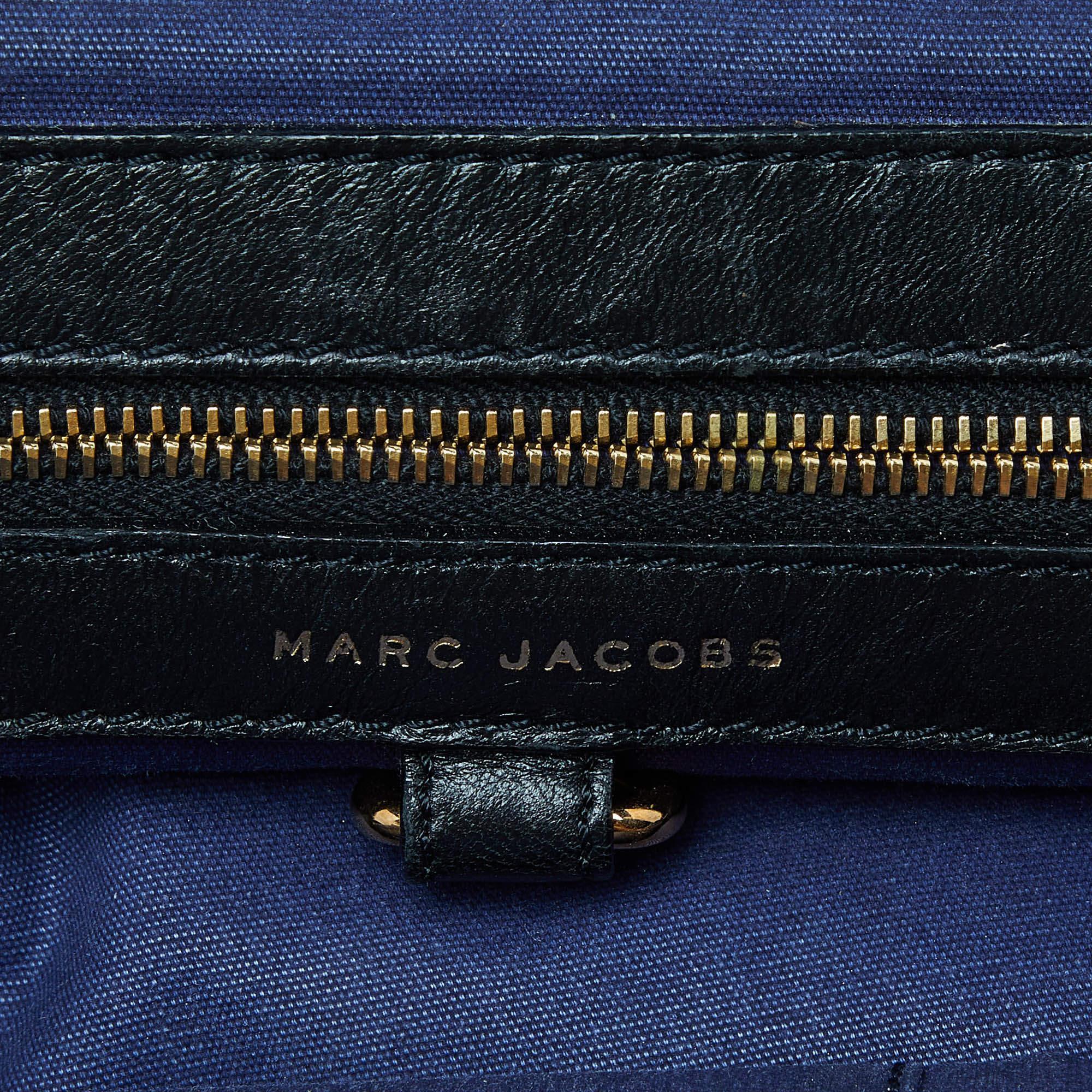 Marc Jacobs Black/Beige Leather Safety Pin Stam Satchel 4