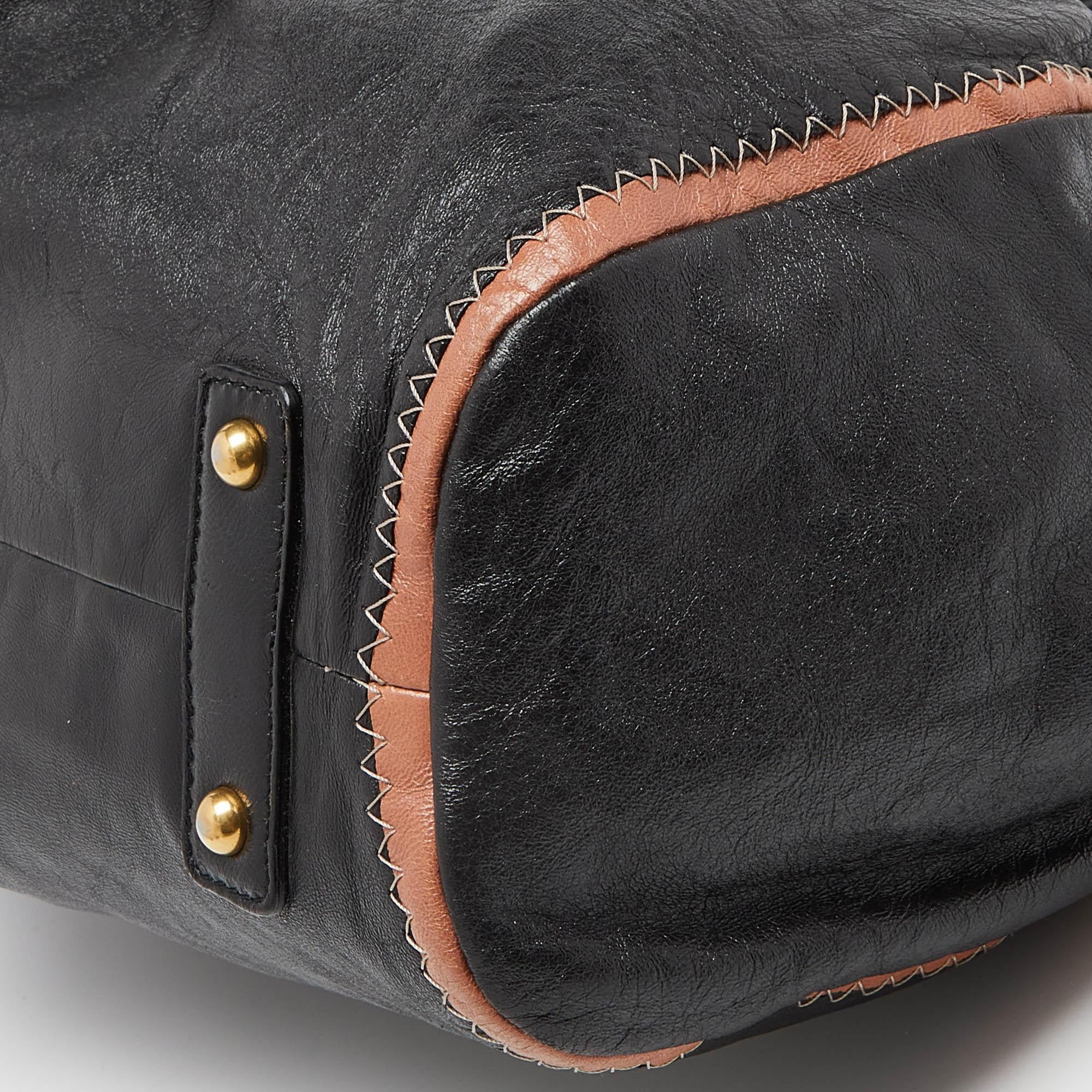 Marc Jacobs Black/Beige Leather Safety Pin Stam Satchel 5