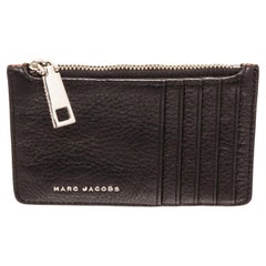 Marc Jacobs black & brown perry zip wallet with silver-tone hardware, logo