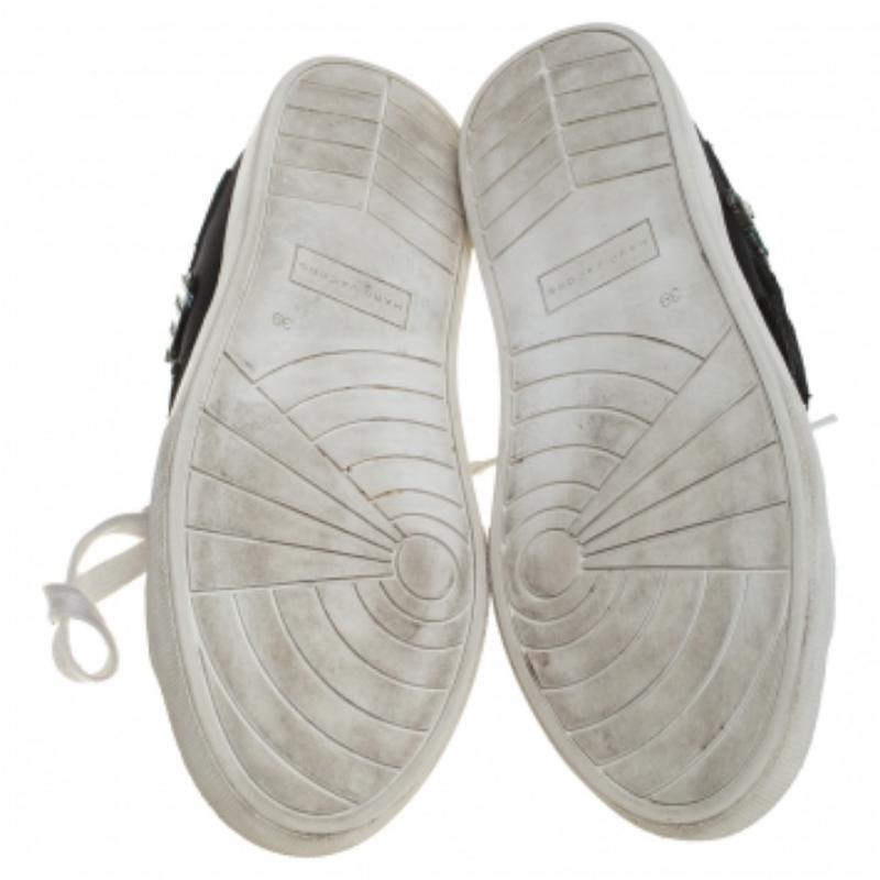 Marc Jacobs Black Canvas Patches And Embellished Low Top Sneakers Size 39 For Sale 3