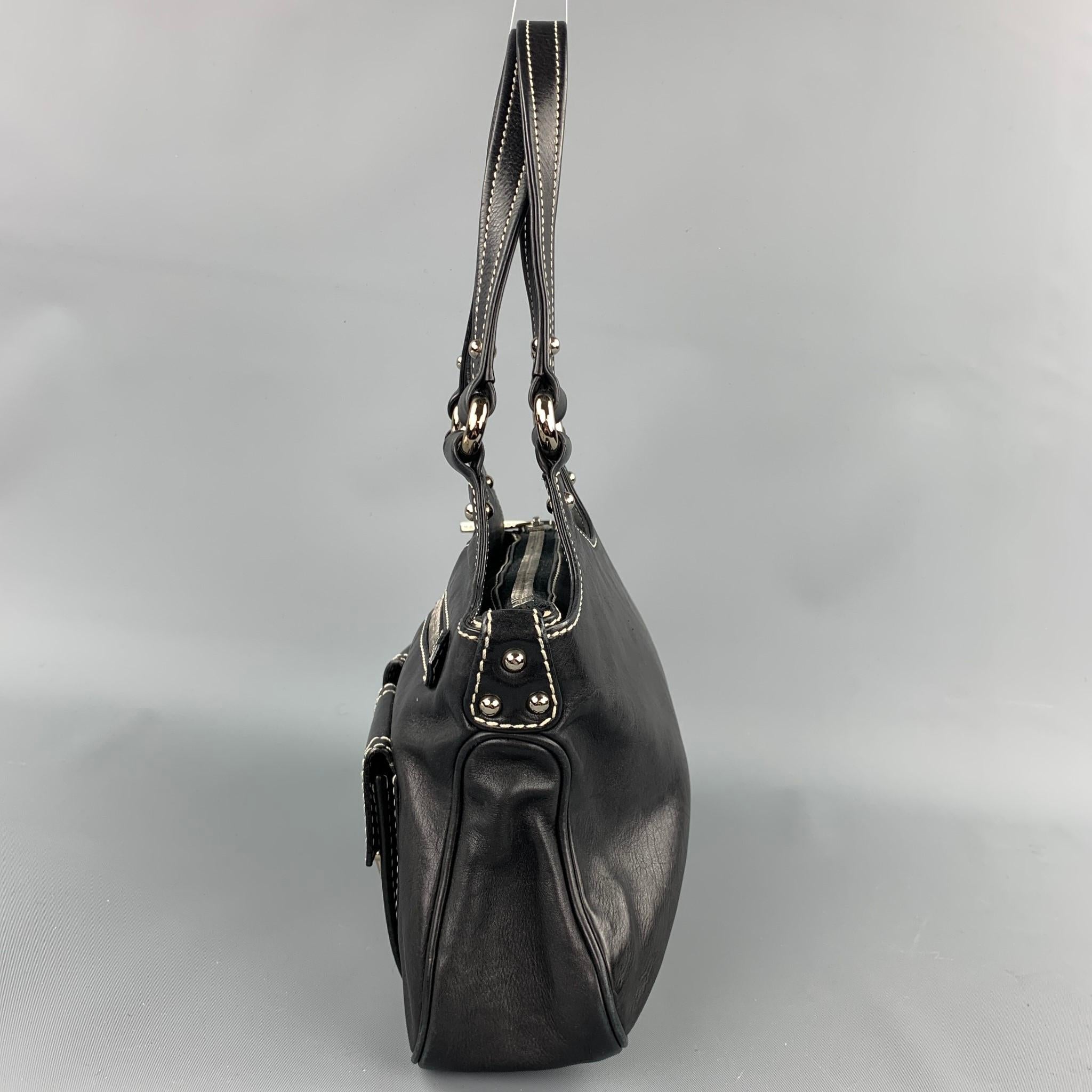 Women's MARC JACOBS Black Contrast Stitch Leather Top Handles Handbag