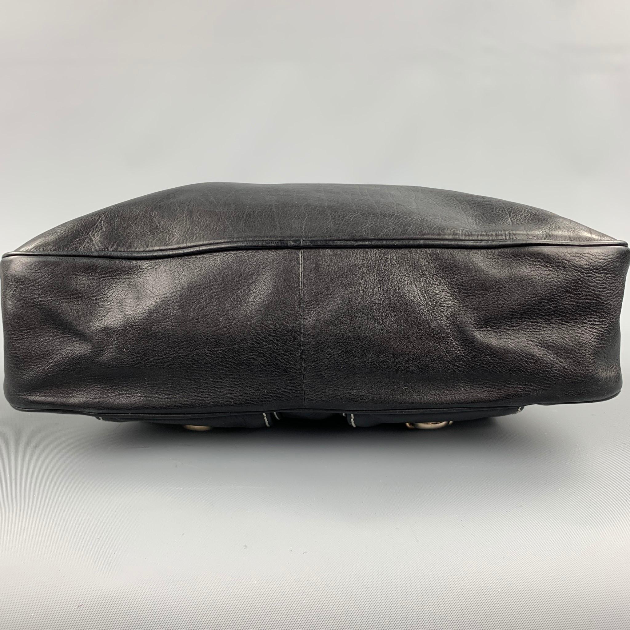 MARC JACOBS Black Contrast Stitch Leather Top Handles Handbag 1
