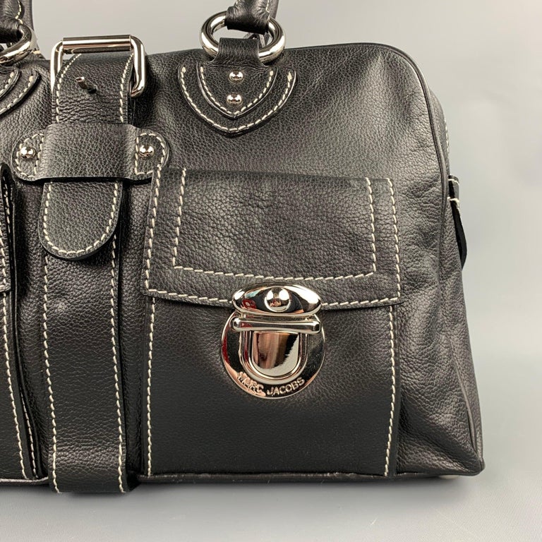 MARC JACOBS Black Leather Gold Tone Lock Zip Hobo Handbag at 1stDibs
