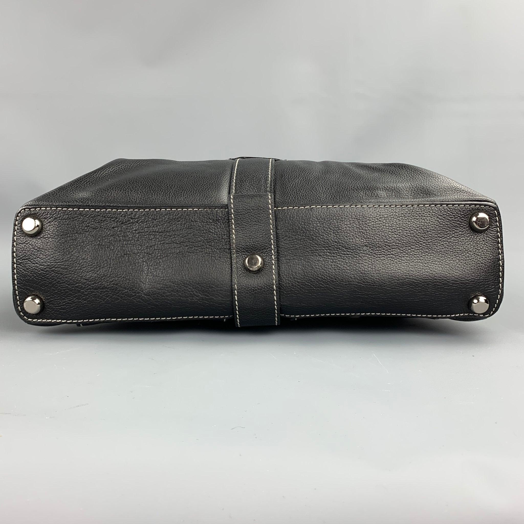 MARC JACOBS Black Contrast Stitching Leather Top Handles Handbag For Sale 2