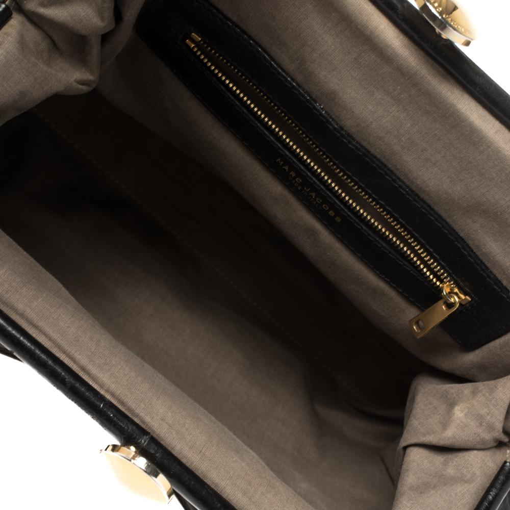 Marc Jacobs Black Crinkled Leather Stam Satchel For Sale 3