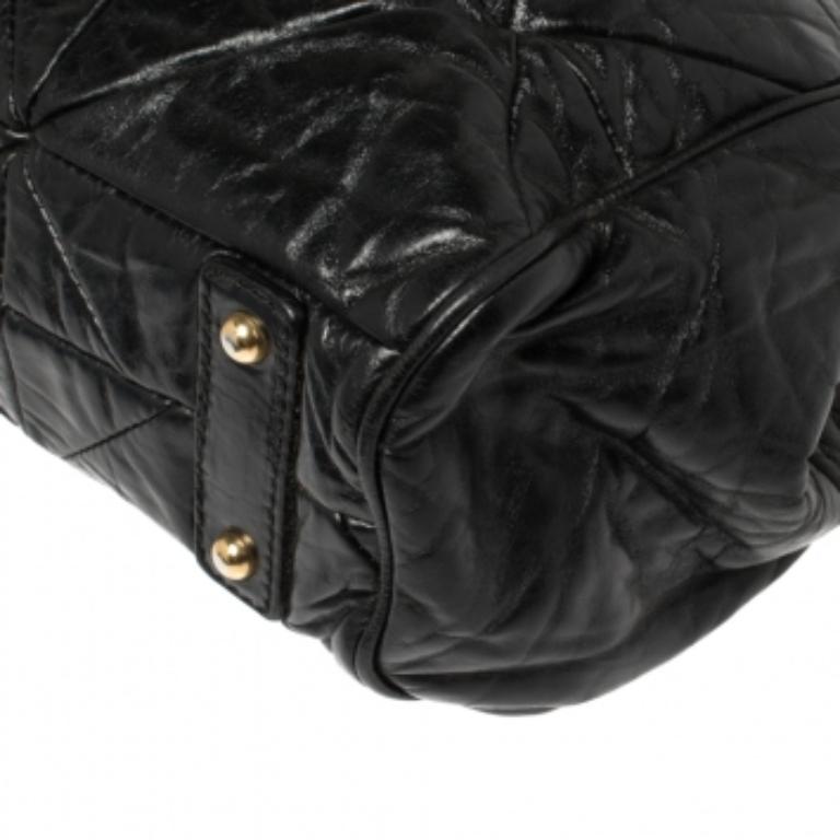 Marc Jacobs Black Crinkled Leather Stam Satchel For Sale 2