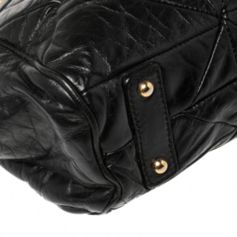 Marc Jacobs Black Crinkled Leather Stam Satchel For Sale 3