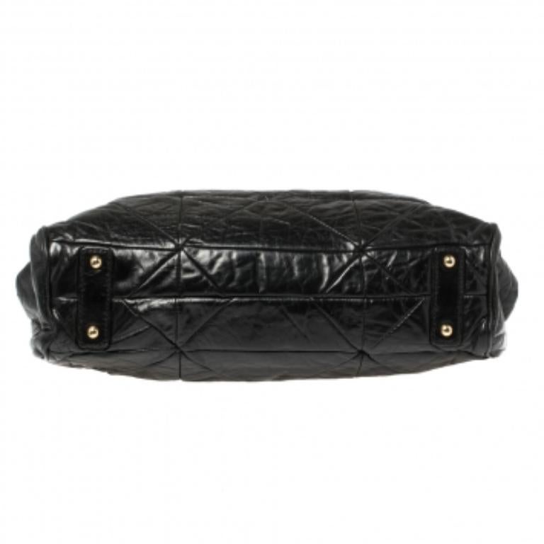 Marc Jacobs Black Crinkled Leather Stam Satchel For Sale 4