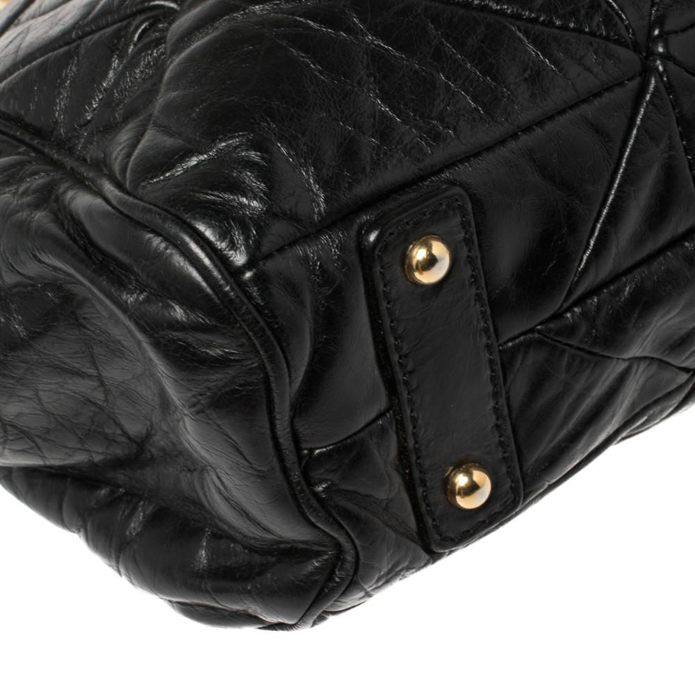 Marc Jacobs Black Crinkled Leather Stam Satchel For Sale 1