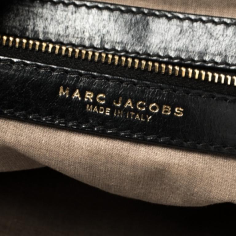 Marc Jacobs Black Crinkled Leather Stam Satchel For Sale 5