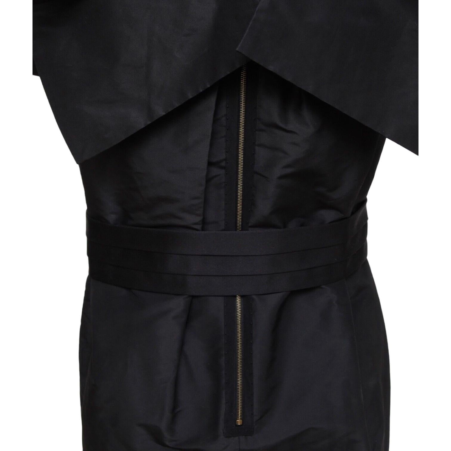 MARC JACOBS Vestido negro sin mangas largo hasta la rodilla Seda Cocktail Lazo Cremallera Sz 8 en venta 2
