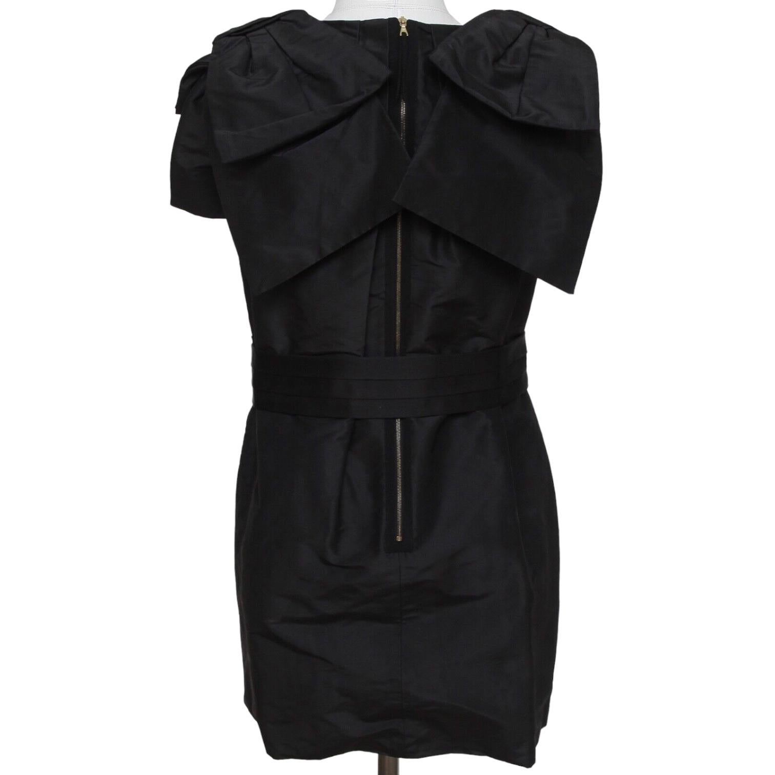 MARC JACOBS Vestido negro sin mangas largo hasta la rodilla Seda Cocktail Lazo Cremallera Sz 8 en venta 3