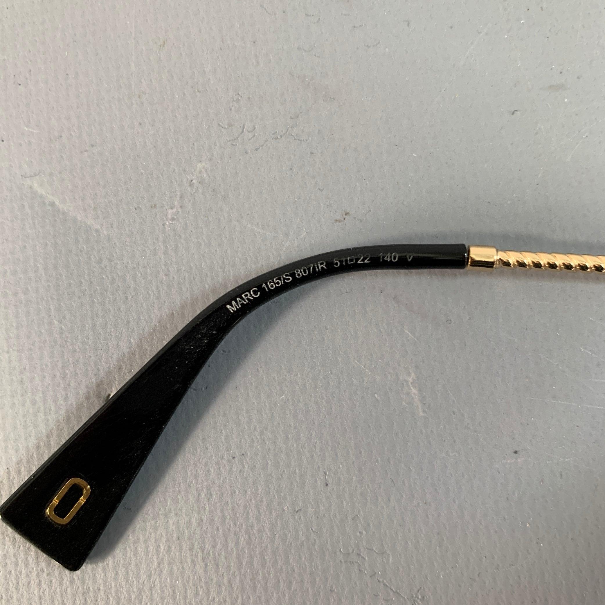 Donna MARC JACOBS Occhiali da sole rotondi oversize in metallo acetato oro nero in vendita