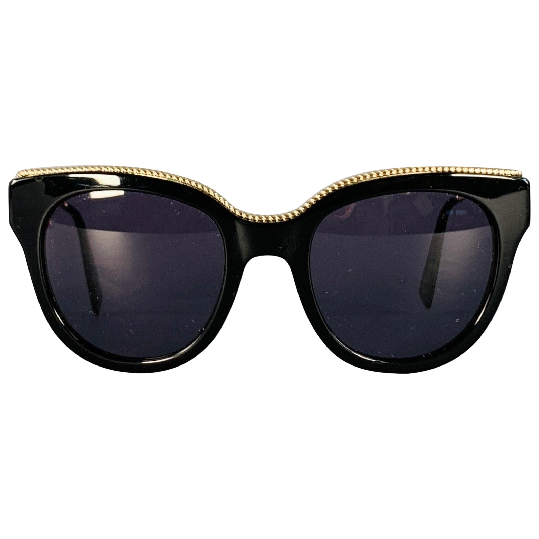 MARC JACOBS Occhiali da sole rotondi oversize in metallo acetato oro nero in vendita