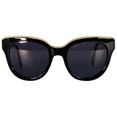 MARC JACOBS Occhiali da sole rotondi oversize in metallo acetato oro nero