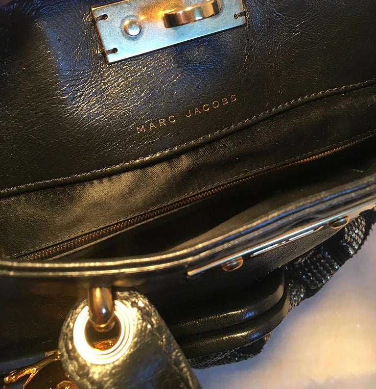 Marc Jacobs Black Leather and Sequin Small Duffy Frog Tote For Sale at ...
