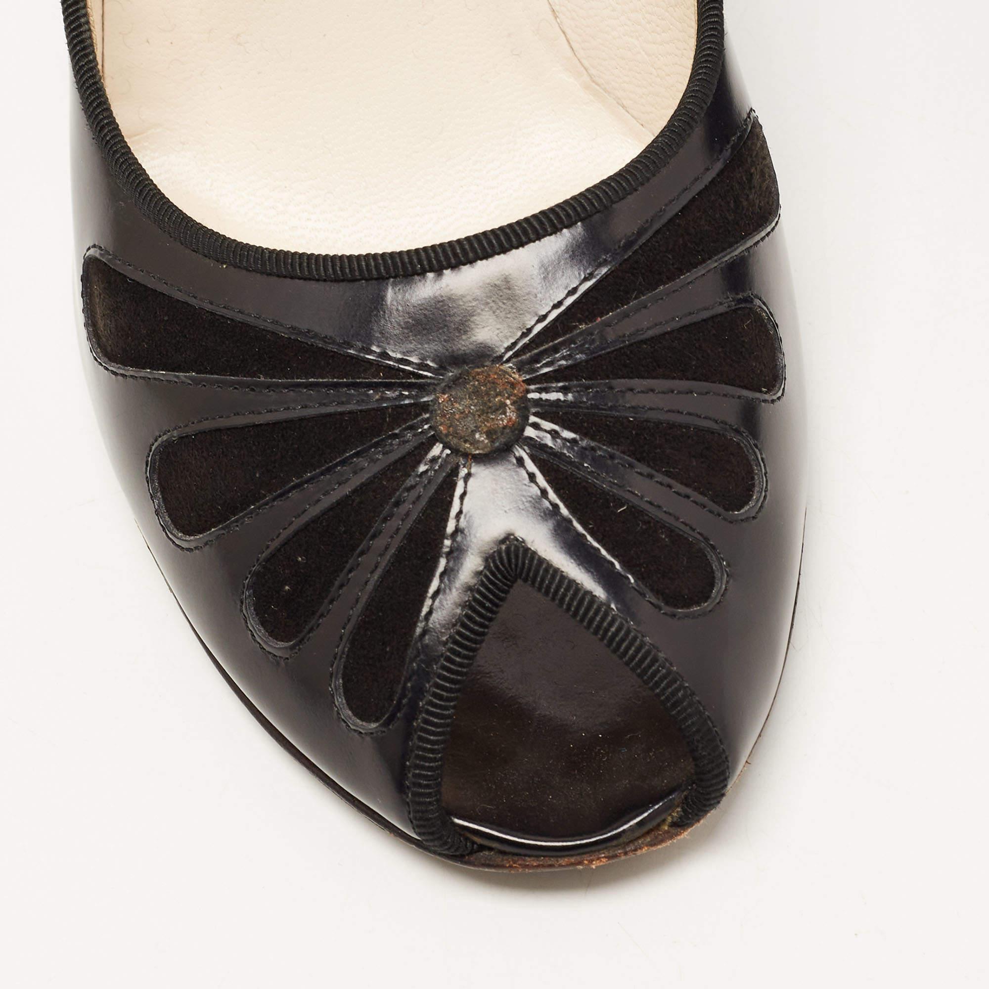 Marc Jacobs Black Leather and Suede Peep Toe Pumps Size 36.5 For Sale 3