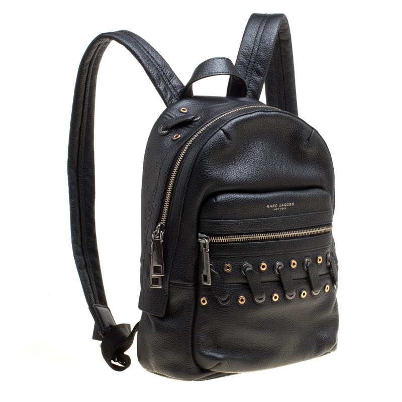 Marc Jacobs Black Leather Grommet Biker Backpack 6
