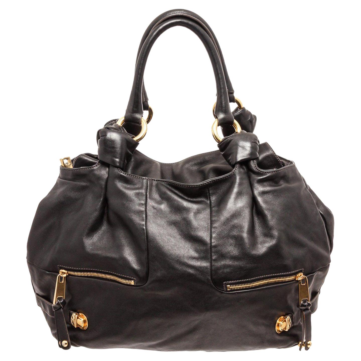 Marc Jacobs Black Leather Small Studded Gotham Shoulder Bag For Sale at
