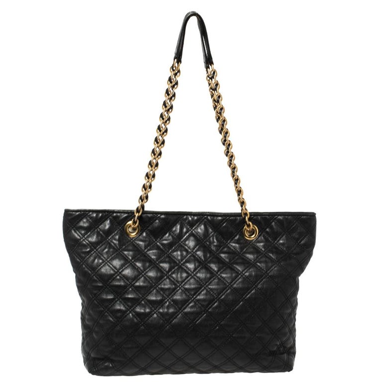 Marc Jacobs Black Leather Quilted Chain Tote at 1stDibs  marc jacobs quilted  tote, marc jacobs quilted bag with gold chain, marc jacobs black quilted bag