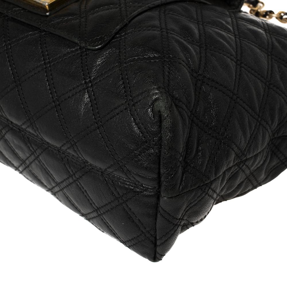 Marc Jacobs Black Leather Quilted Chain Tote In Fair Condition In Dubai, Al Qouz 2