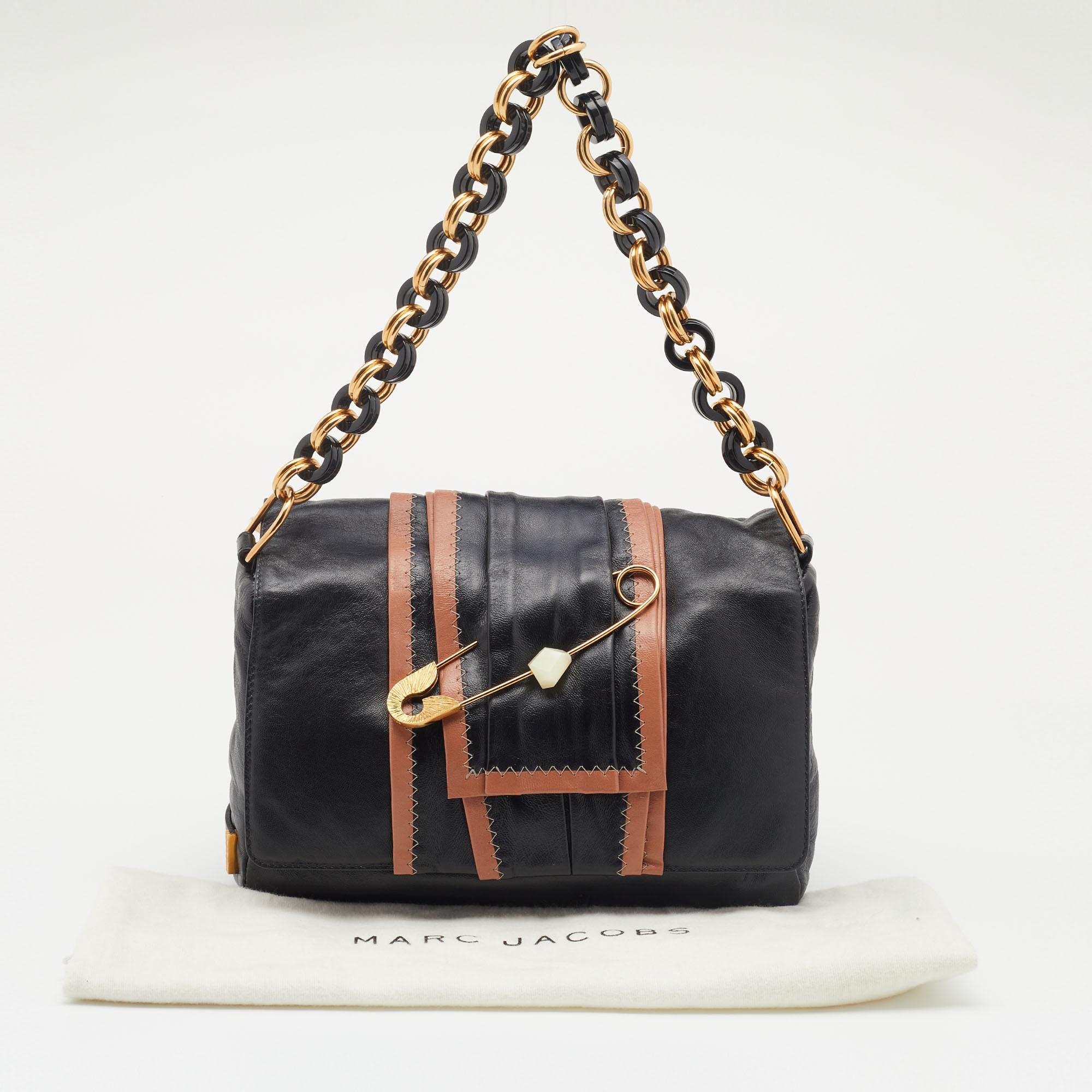 Marc Jacobs Black Leather Safety Pin Shoulder Bag 7