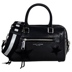 Marc Jacobs Black Leather Star Embroidered Boston Bag NWT rt $495