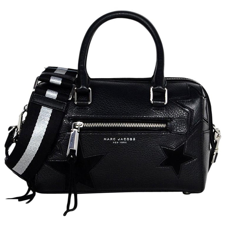 Marc Jacobs Black Leather Star Embroidered Boston Bag NWT rt 495 For