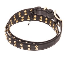 Marc Jacobs black leather studded belt with gold-tone hardware