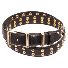 Marc Jacobs black leather studded belt with gold-tone hardware
