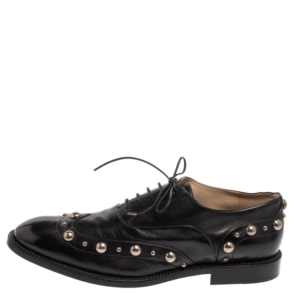 Women's Marc Jacobs Black Leather Studded Oxfords Size 41