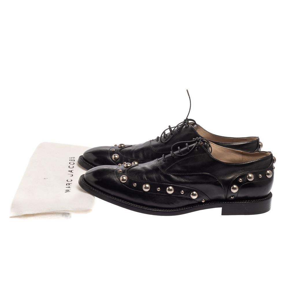 Marc Jacobs Black Leather Studded Oxfords Size 41 3