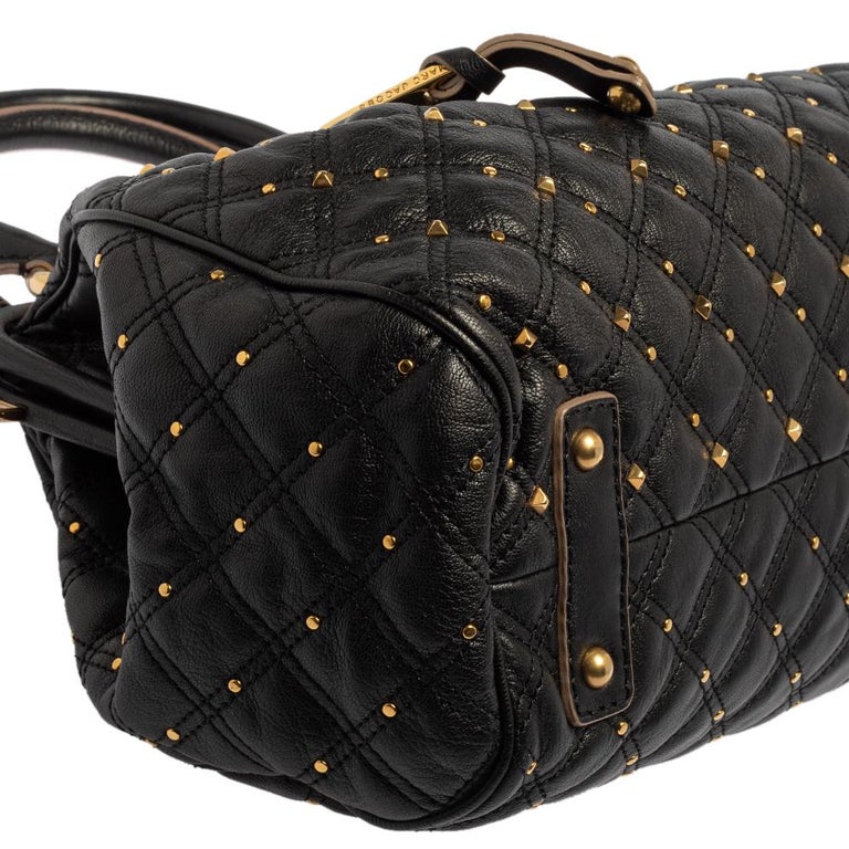 Marc Jacobs Black Leather Star Embroidered Boston Bag NWT rt $495