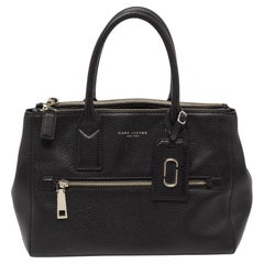 Marc Jacobs Black Leather Top Zip Tote