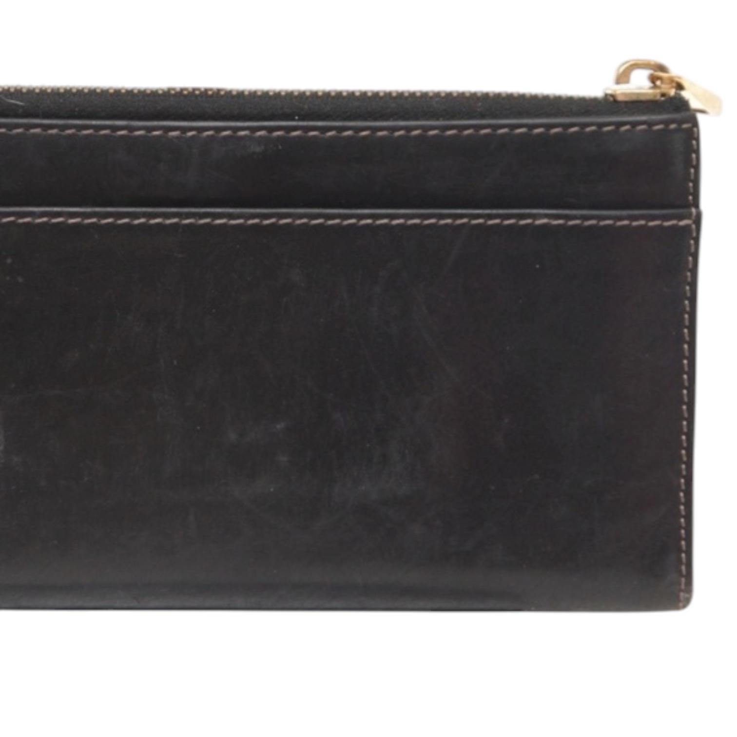 MARC JACOBS Black Leather Wallet Zipper GoldHW Bills Cards Pouch Clutch For Sale 3