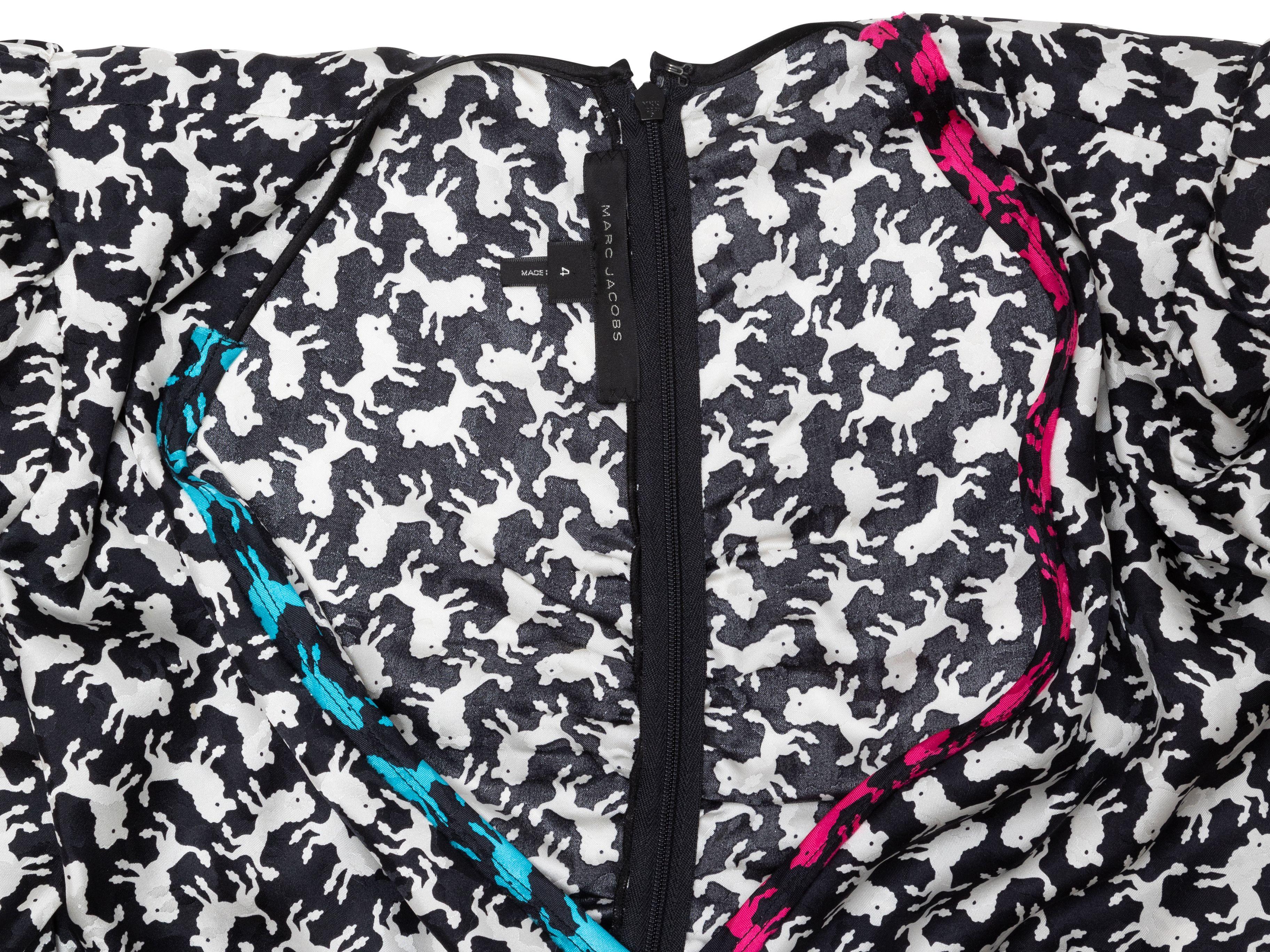 Marc Jacobs Black & Multicolor  Silk Poodle Print Dress 5