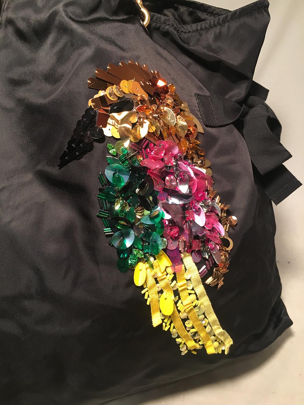 Marc Jacobs - Fourre-tout en nylon noir perlé Tropical Chappy Bird Excellent état - En vente à Philadelphia, PA