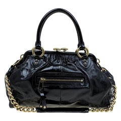 Marc Jacobs Black Patent Leather Stam Satchel