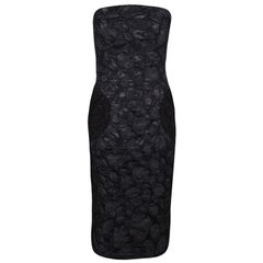 Marc Jacobs Black Polka Dot Lace Pocket Detail Strapless Dress L