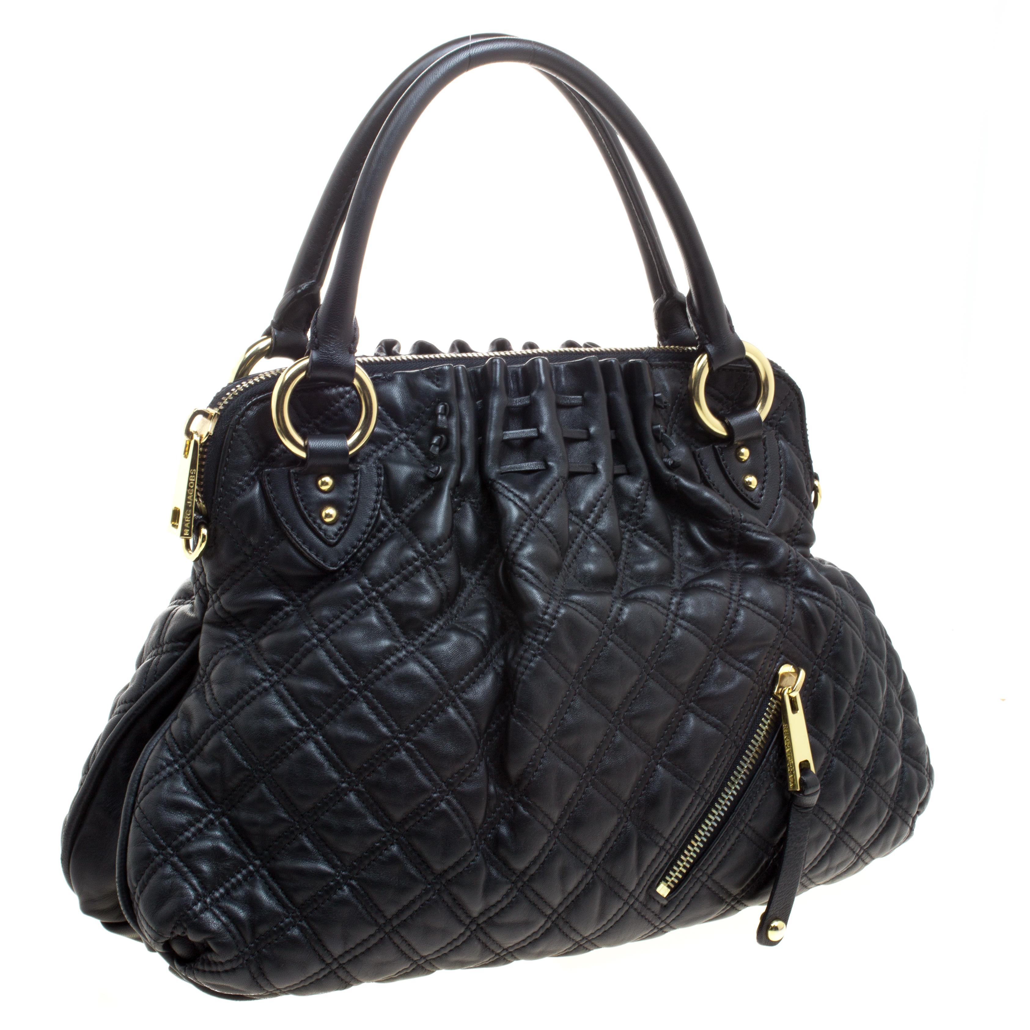 Women's Marc Jacobs Black Quilted Leather Cecilia Satchel