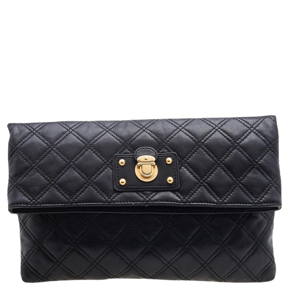 Marc Jacobs Black Quilted Leather Eugenie Clutch 7