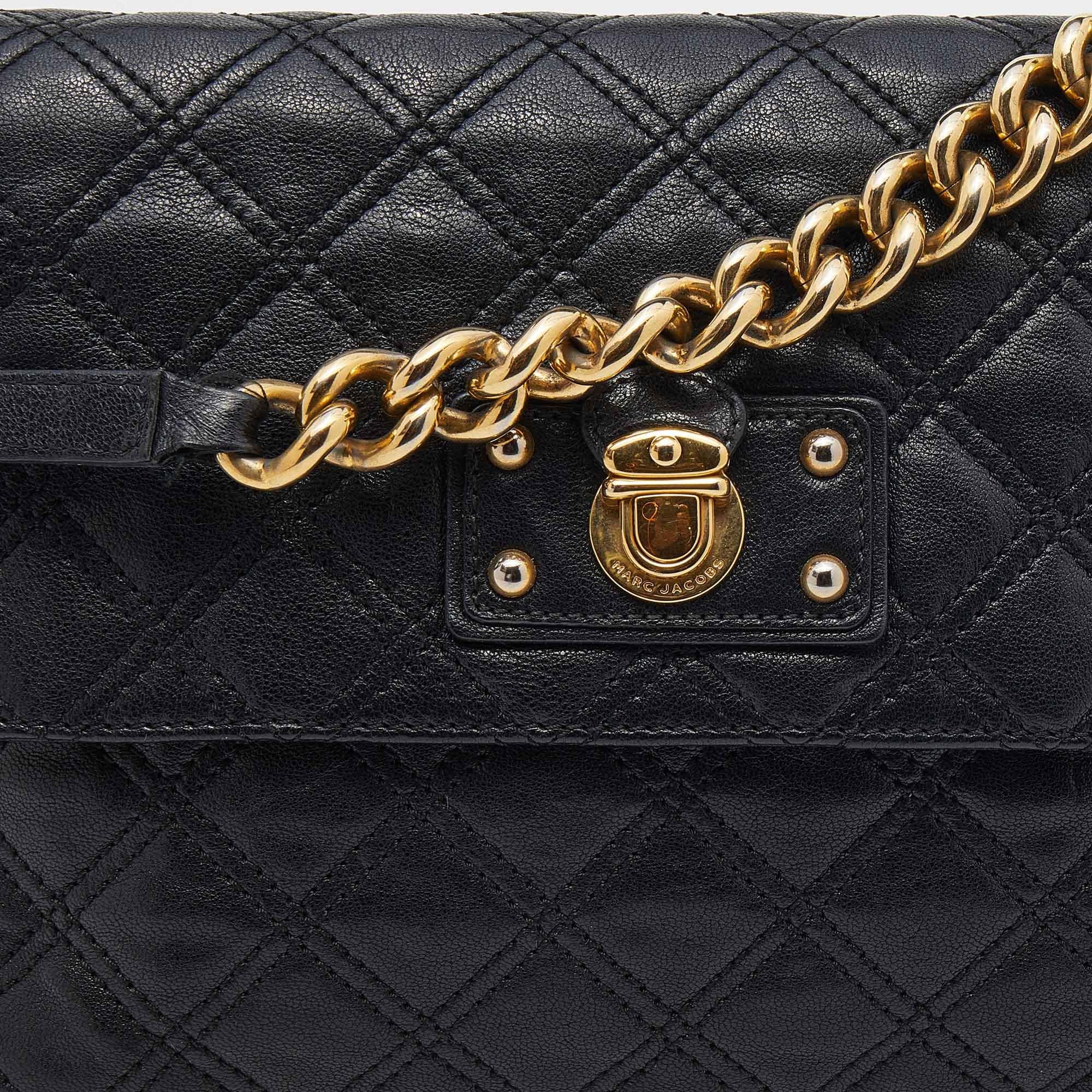 Women's Marc Jacobs Black Quilted Leather Flap Chain Shoulder Bag