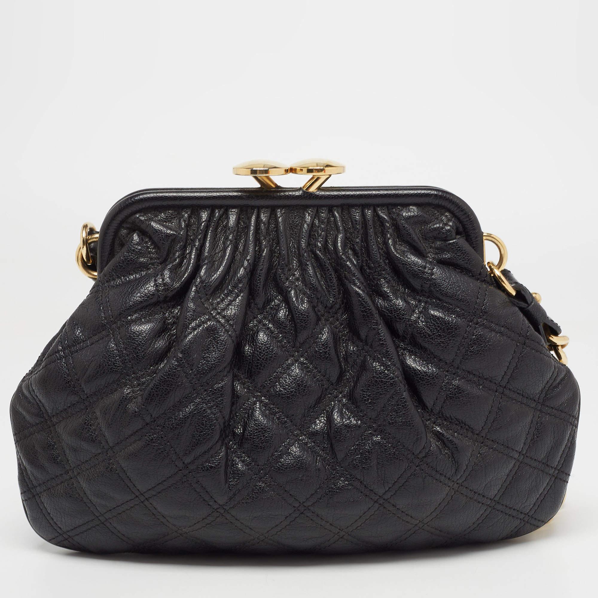 Women's Marc Jacobs Black Quilted Leather Little Stam Shoulder Bag