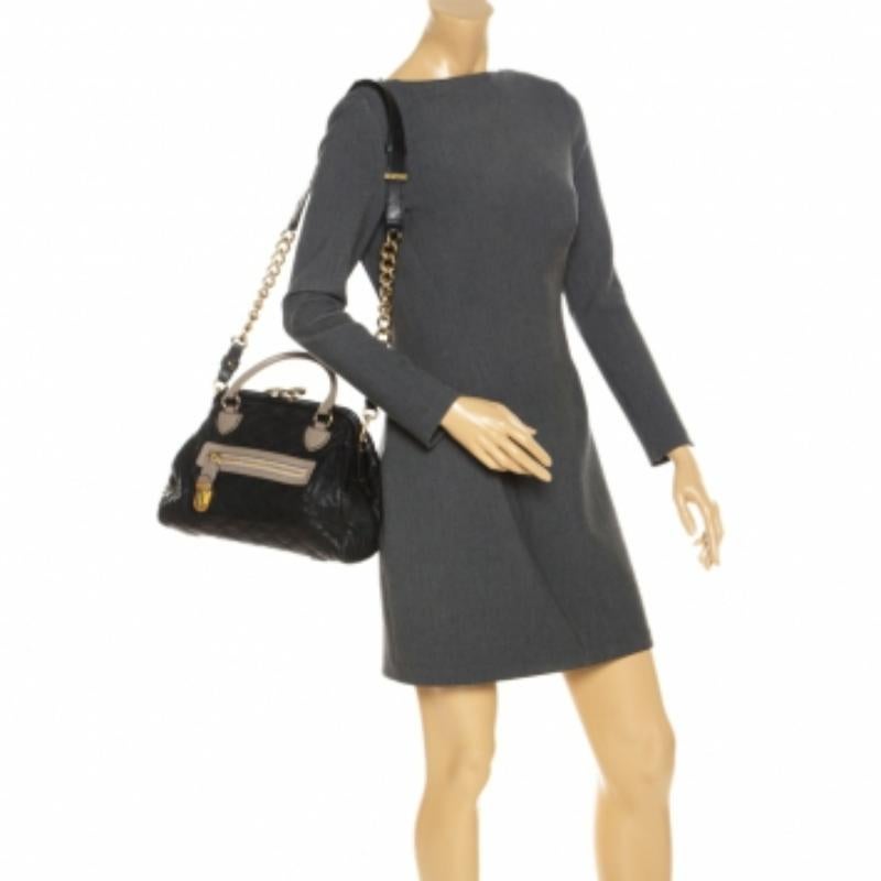 Marc Jacobs Black Quilted Leather Mini Stam Satchel For Sale 2
