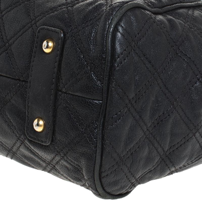 Marc Jacobs Black Quilted Leather Mini Stam Satchel In Fair Condition For Sale In Dubai, Al Qouz 2