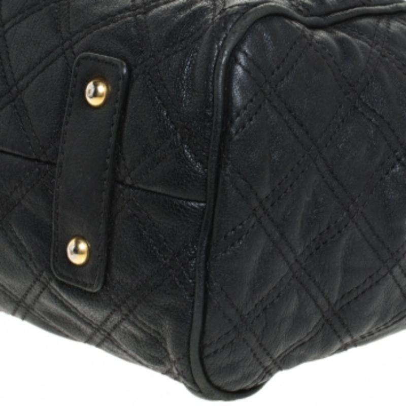 Marc Jacobs Black Quilted Leather Mini Stam Satchel For Sale 3