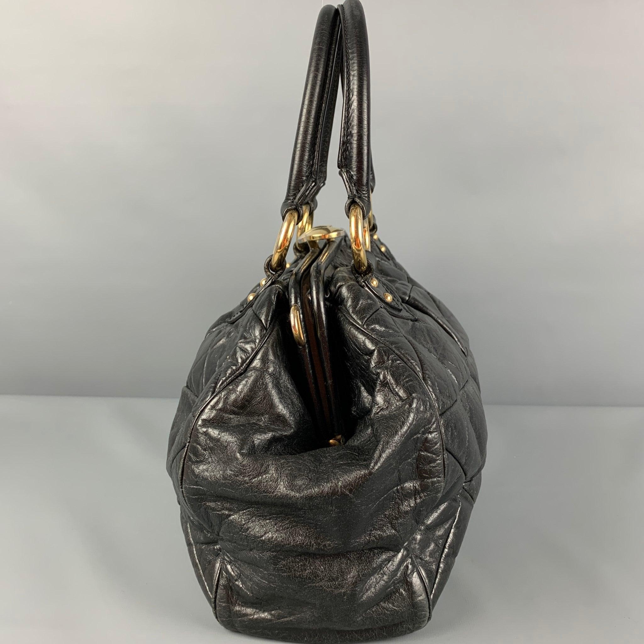 Women's MARC JACOBS Black Quilted Leather Satchel Stam Handbag