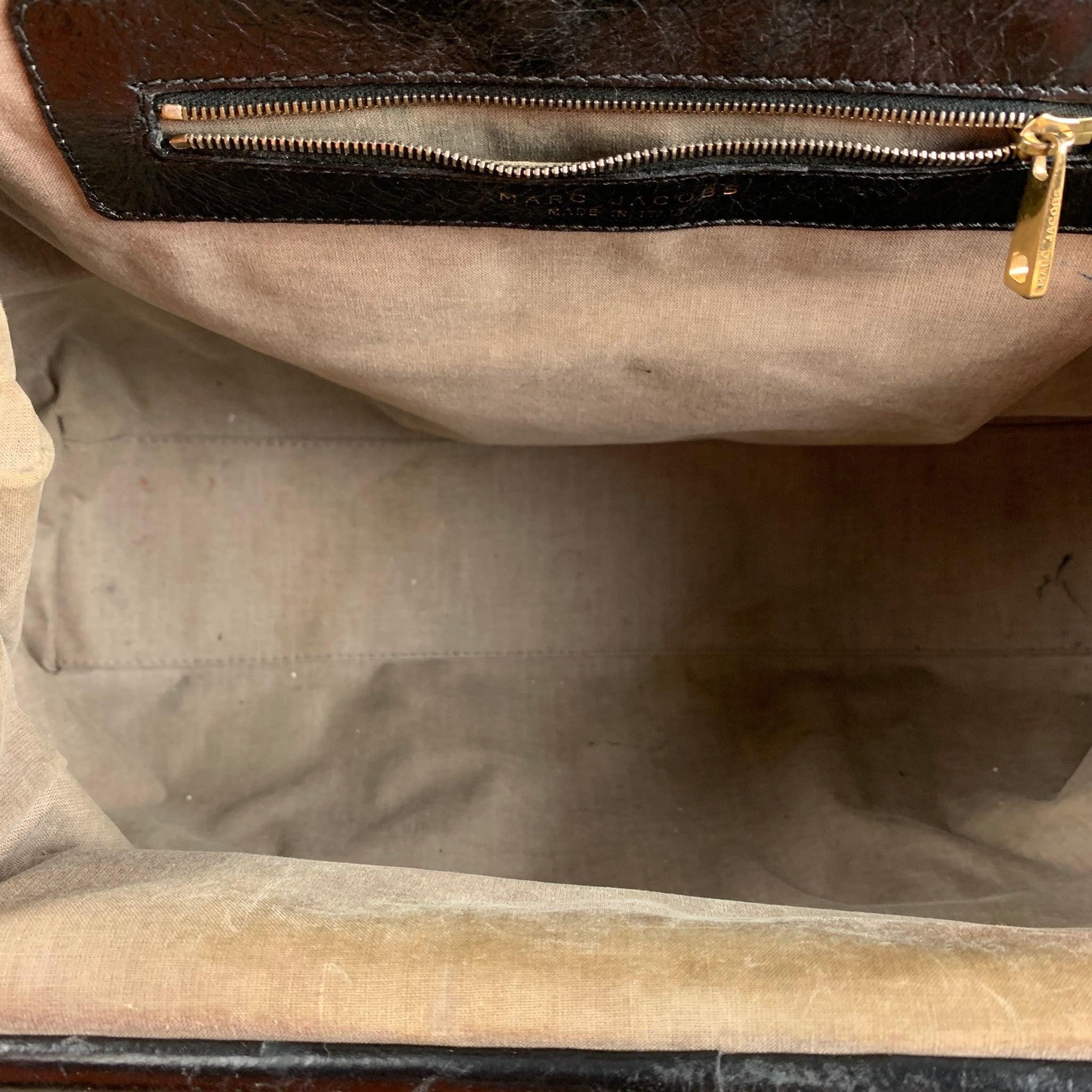 MARC JACOBS Black Quilted Leather Satchel Stam Handbag For Sale 1