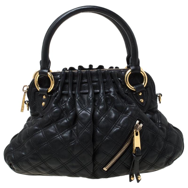 Marc Jacobs Schwarzes gestepptes Leder Kleine Cecilia Satchel